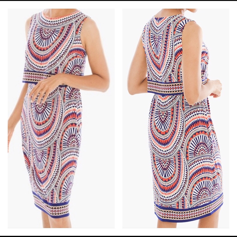 Chico’s Colorful Tribal Popover Dress Size 8